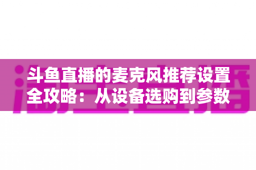 斗鱼直播的麦克风推荐设置全攻略：从设备选购到参数调优的完整指南