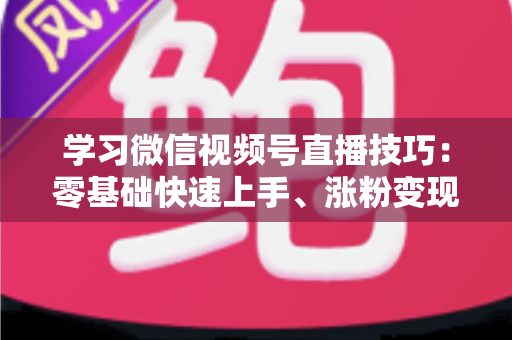 学习微信视频号直播技巧：零基础快速上手、涨粉变现的实战全攻略