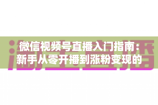 微信视频号直播入门指南：新手从零开播到涨粉变现的全流程详解