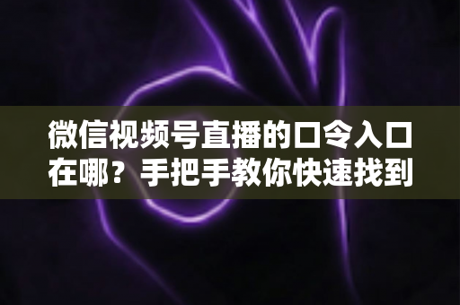 微信视频号直播的口令入口在哪?手把手教你快速找到直播口令入口的完整实用指南 微信视频号直播的口令入口在哪?手把手教你快速找到直播口令入口的完整实用指南